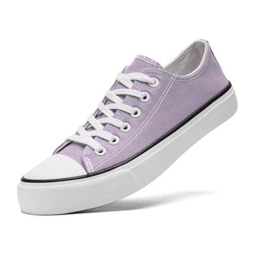 sharllen Canvas Sneakers Stoffschuhe Damen Atmungsaktive Low Top Turnschuhe Freizeit Leicht Stoff Schuhe Leinenschuhe Segeltuchschuhe(Purple 265) von sharllen