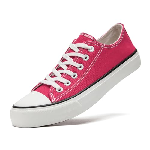 sharllen Canvas Sneakers Stoffschuhe Damen Atmungsaktive Low Top Turnschuhe Freizeit Leicht Stoff Schuhe Leinenschuhe Segeltuchschuhe(Rose 250) von sharllen