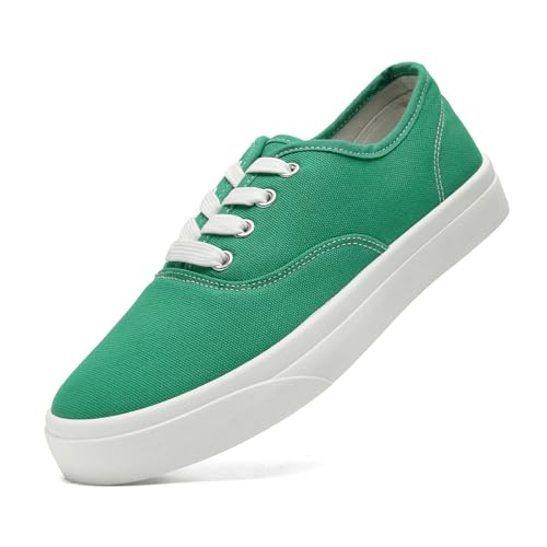sharllen Damen Herren Canvas Sneaker Stoffschuhe Low Top Atmungsaktive Turnschuhe Freizeitschuhe Segeltuchschuhe(Green 302) von sharllen