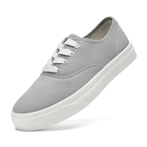 sharllen Damen Herren Canvas Sneaker Stoffschuhe Low Top Atmungsaktive Turnschuhe Freizeitschuhe Segeltuchschuhe(Grey 230) von sharllen