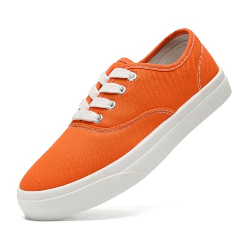 sharllen Damen Herren Canvas Sneaker Stoffschuhe Low Top Atmungsaktive Turnschuhe Freizeitschuhe Segeltuchschuhe(Orange 302) von sharllen