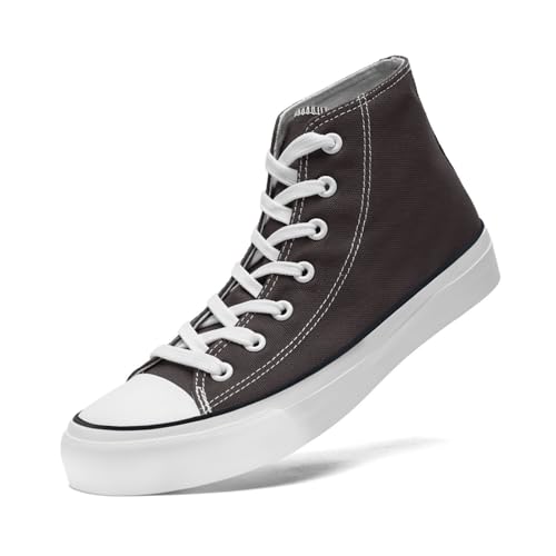 sharllen High Top Sneakers Damen Canvas Stoffschuhe Damen Atmungsaktive Turnschuhe Freizeit Leicht Stoff Schuhe Leinenschuhe Segeltuchschuhe(Dark Grey 270) von sharllen