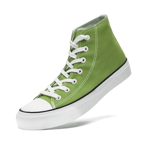 sharllen High Top Sneakers Damen Canvas Stoffschuhe Damen Atmungsaktive Turnschuhe Freizeit Leicht Stoff Schuhe Leinenschuhe Segeltuchschuhe(Lemon Green 265) von sharllen