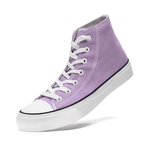 sharllen High Top Sneakers Damen Canvas Stoffschuhe Damen Atmungsaktive Turnschuhe Freizeit Leicht Stoff Schuhe Leinenschuhe Segeltuchschuhe(Purple 255) von sharllen
