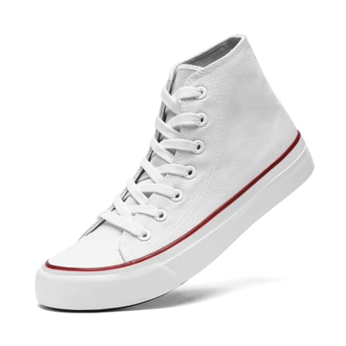 sharllen High Top Sneakers Damen Canvas Stoffschuhe Damen Atmungsaktive Turnschuhe Freizeit Leicht Stoff Schuhe Leinenschuhe Segeltuchschuhe(White 280) von sharllen