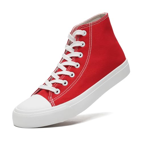 sharllen Unisex Sneaker Stoffschuhe Damen Herren Canvas Schuhe High Top Turnschuhe(red 265) von sharllen