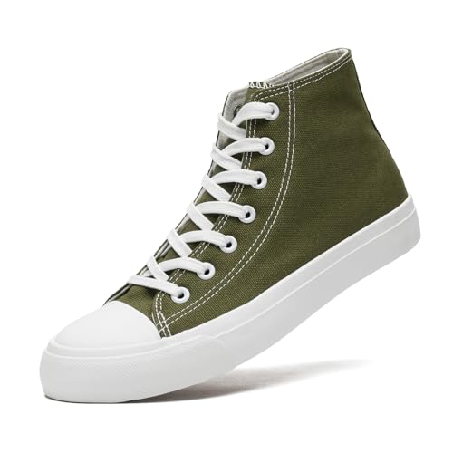sharllen Unisex Sneaker Stoffschuhe Damen Herren Canvas Schuhe High Top Turnschuhe(Green 235) von sharllen