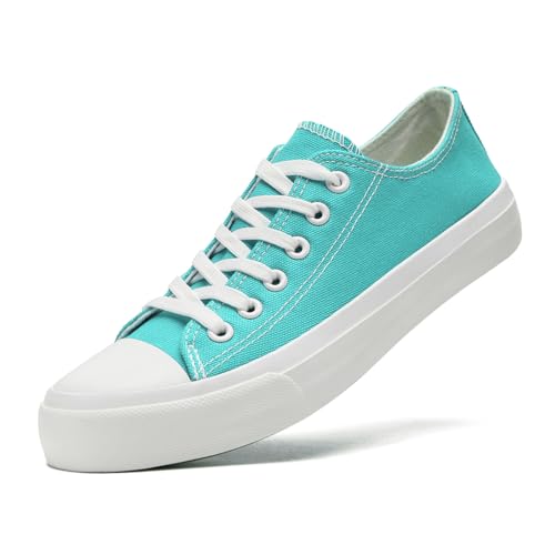 sharllen Unisex Sneaker Stoffschuhe Damen Herren Canvas Schuhe Low Top Turnschuhe(Light Green 270) von sharllen