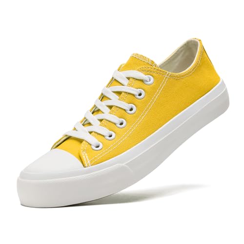 sharllen Unisex Sneaker Stoffschuhe Damen Herren Canvas Schuhe Low Top Turnschuhe(Yellow 240) von sharllen
