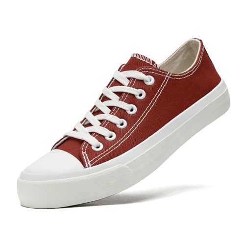 sharllen Unisex Sneaker Stoffschuhe Damen Herren Canvas Schuhe Low Top Turnschuhe(jujube red 265) von sharllen