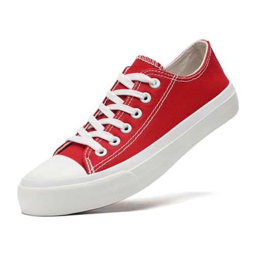 sharllen Unisex Sneaker Stoffschuhe Damen Herren Canvas Schuhe Low Top Turnschuhe（red 240） von sharllen