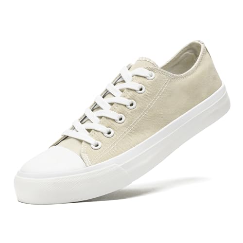 sharllen Unisex Sneaker Stoffschuhe Damen Herren Canvas Schuhe Low Top Turnschuhe(beige 310) von sharllen