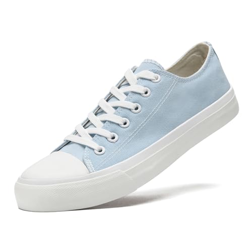 sharllen Unisex Sneaker Stoffschuhe Damen Herren Canvas Schuhe Low Top Turnschuhe(Light Blue 285) von sharllen