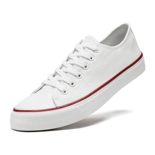 sharllen Unisex Sneaker Stoffschuhe Damen Herren Canvas Schuhe Low Top Turnschuhe（White 295） von sharllen