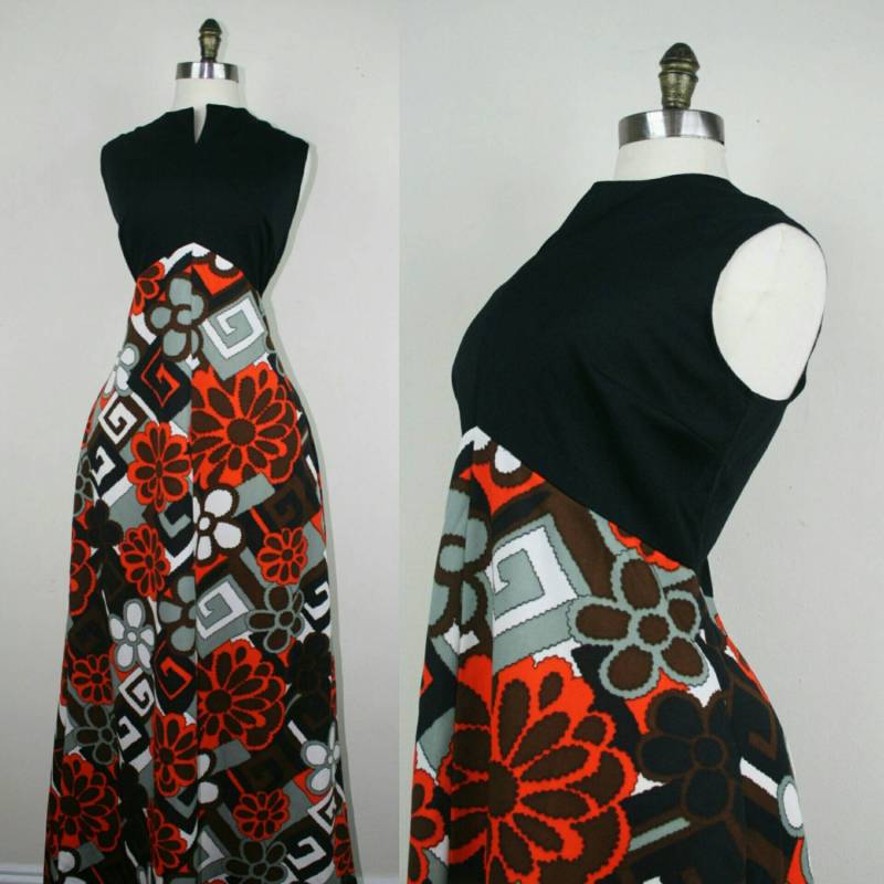 60Er Jahre Maxi-Kleid Flower-Power Hippie L 60Er Jahre Maxi-Kleid Flower-Power Hippie L von sheandhervintage