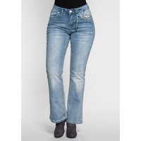 Große Größen: Bootcut Stretch-Jeans im Used-Look, light blue Denim, Gr.21-104 von sheego by Joe Browns