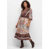 Große Größen: Maxikleid im Boho-Stil, mit Bordürendruck, offwhite gemustert, Gr.40-58 von sheego by Joe Browns