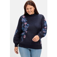 Große Größen: Pullover mit floralem Jacquardmuster, blau, Gr.40/42-56/58 von sheego by Joe Browns