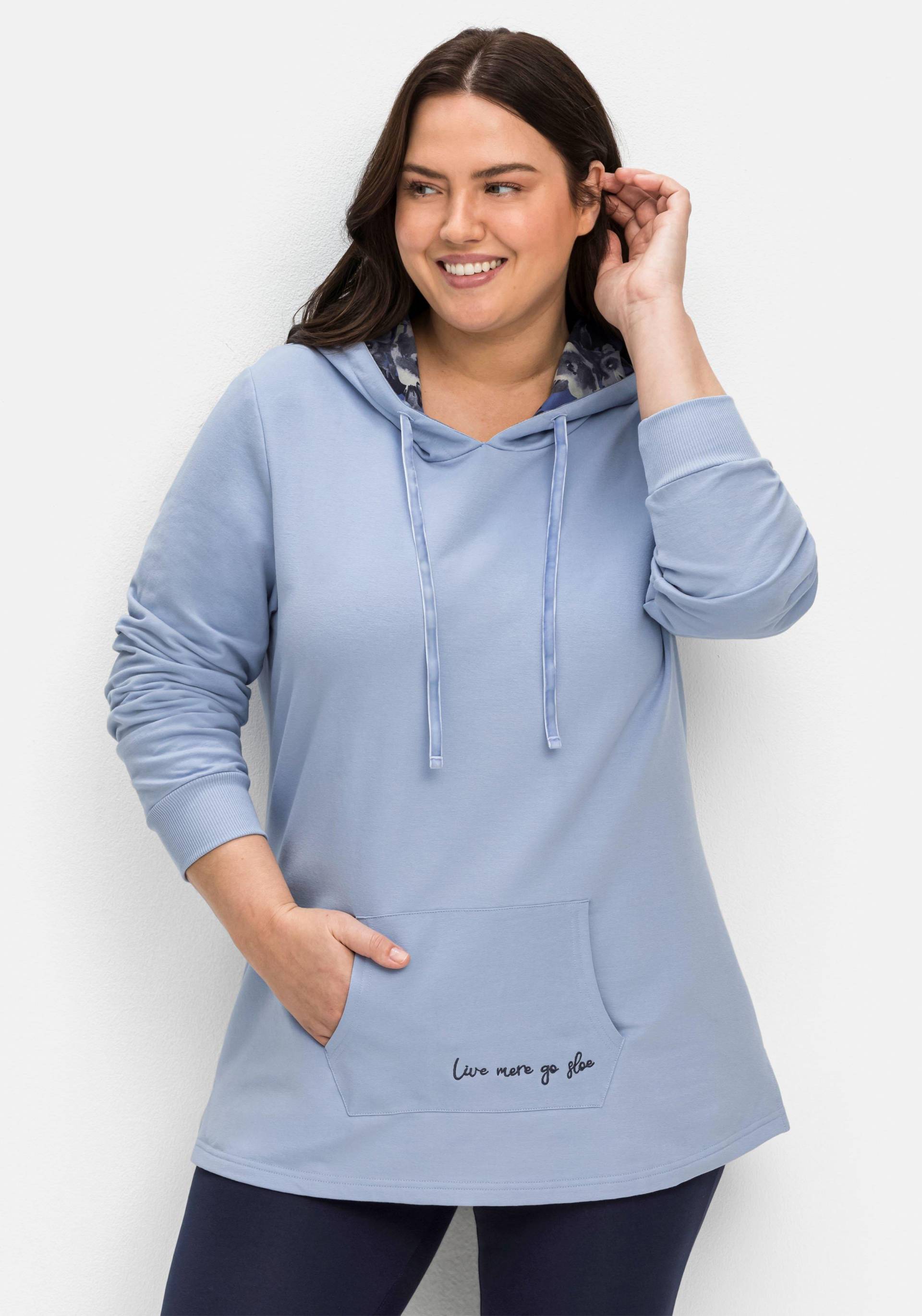 Große Größen: Relax-Kapuzensweatshirt mit Kängurutasche, blau, Gr.40/42-60/62 von sheego by Joe Browns