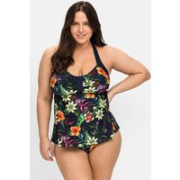 Große Größen: Tankini-Top mit  Blumenprint und Neckholderträgern, marine gemustert, Gr.40B-58F von sheego by Joe Browns