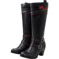 Große Größen: Weitschaftstiefel im Cowboy-Stil, mit Blumenstickerei, schwarz, Gr.37-44 von sheego by Joe Browns