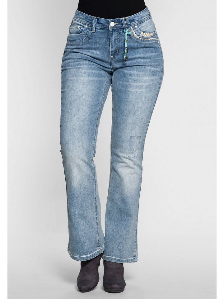 sheego by Joe Browns Bootcut-Jeans Große Größen mit Pailletten am Bund von sheego by Joe Browns