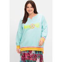 Große Größen: Sweatshirt mit Statementprint und Ringelbündchen, hellblau bedruckt, Gr.40-56 von sheego loves miss goodlife