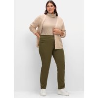 Große Größen: Gerade Hose mit hohem Rundum-Dehnbund, khaki, Gr.40-54 von sheego x Collection L.