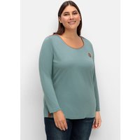 Große Größen: Langarmshirt mit Kontrastpaspeln, jade, Gr.40-54 von sheego x Collection L.