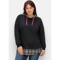 Große Größen: 2-in-1 Sweatshirt mit Kapuze und Bindeband, schwarz, Gr.40/42-56/58 von sheego