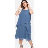 Große Größen: Ärmelloses Cocktailkleid im Lagenlook, rauchblau, Gr.40-58 von sheego