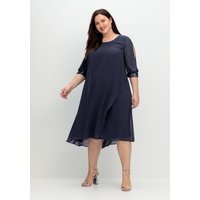 Große Größen: Abendkleid aus Georgette, mit geschlitztem Ärmel, tiefblau, Gr.40-58 von sheego