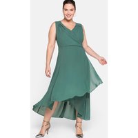 Große Größen: Chiffonkleid in Wickeloptik, opalgrün, Gr.40-58 von sheego