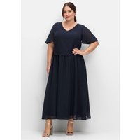 Große Größen: Chiffonkleid im Lagenlook, mit Schmucksteinen, tiefblau, Gr.40-58 von sheego