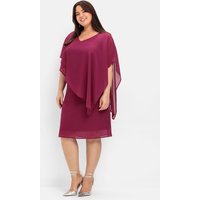 Große Größen: Cocktailkleid mit asymmetrischem Cape, aus Chiffon, himbeere, Gr.40-58 von sheego