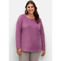 Große Größen: Fleeceshirt mit abgerundetem Saum, violett, Gr.40-56 von sheego