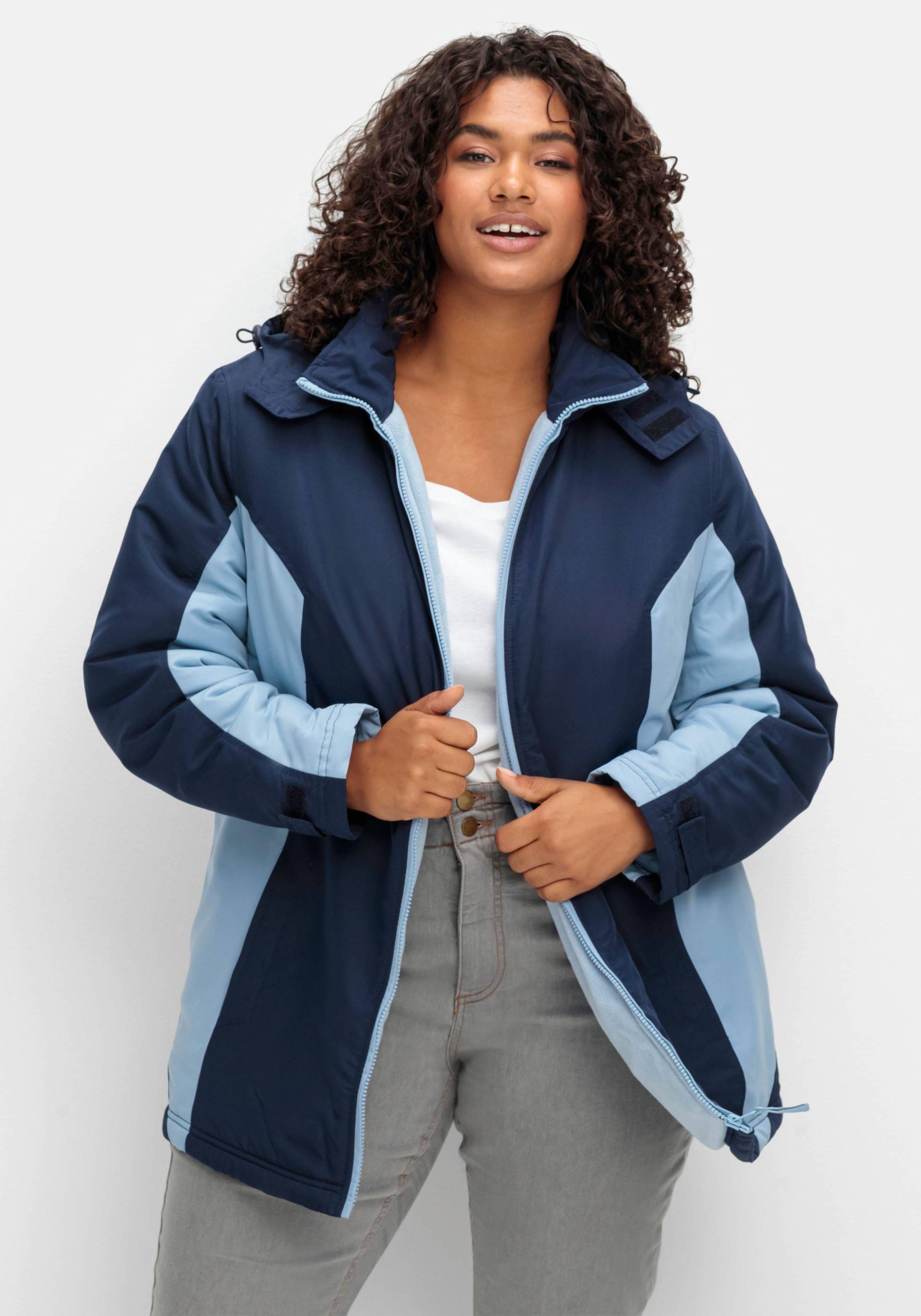 Große Größen: Funktions-Winterjacke mit Kontrastdetails, bleu-marine, Gr.40-56 von sheego