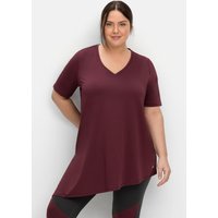 Große Größen: Funktionsshirt mit asymmetrischem Saum, aubergine, Gr.40/42-60/62 von sheego