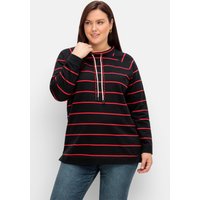 Große Größen: Gestreiftes Sweatshirt mit Stehkragen, schwarz-rot, Gr.40/42-56/58 von sheego