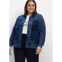 Große Größen: Jeansblouson in Patch-Optik, blue Denim, Gr.40-58 von sheego