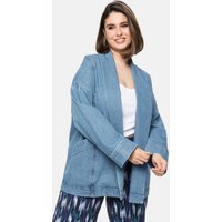 Große Größen: Jeansjacke mit Schalkragen, in Kimono-Form, blue Denim, Gr.40-58 von sheego