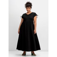 Große Größen: Jerseykleid mit weitem Rock und V-Ausschnitt, schwarz, Gr.42-58 von sheego