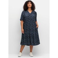 Große Größen: Kleid in A-Linie, mit maritimem Print und Seitentaschen, tiefblau gemustert, Gr.40-58 von sheego