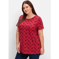 Große Größen: Shirt aus Jersey, mit Alloverdruck, rot gemustert, Gr.40-56 von sheego