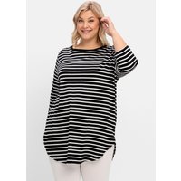 Große Größen: Longshirt in Oversized-Form mit Streifen, schwarz-weiß, Gr.40/42-56/58 von sheego