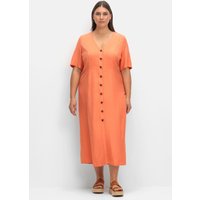 Große Größen: Maxikleid im Leinen-Mix, mit Knopfleiste, papaya, Gr.40-54 von sheego