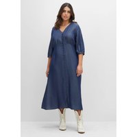 Große Größen: Maxikleid in Denimoptik, mit Knopfleiste, dark blue Denim, Gr.40-58 von sheego