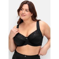 Große Größen: Minimizer-BH mit floraler Spitze und tonigen Streifen, schwarz, Gr.100B-95G von sheego