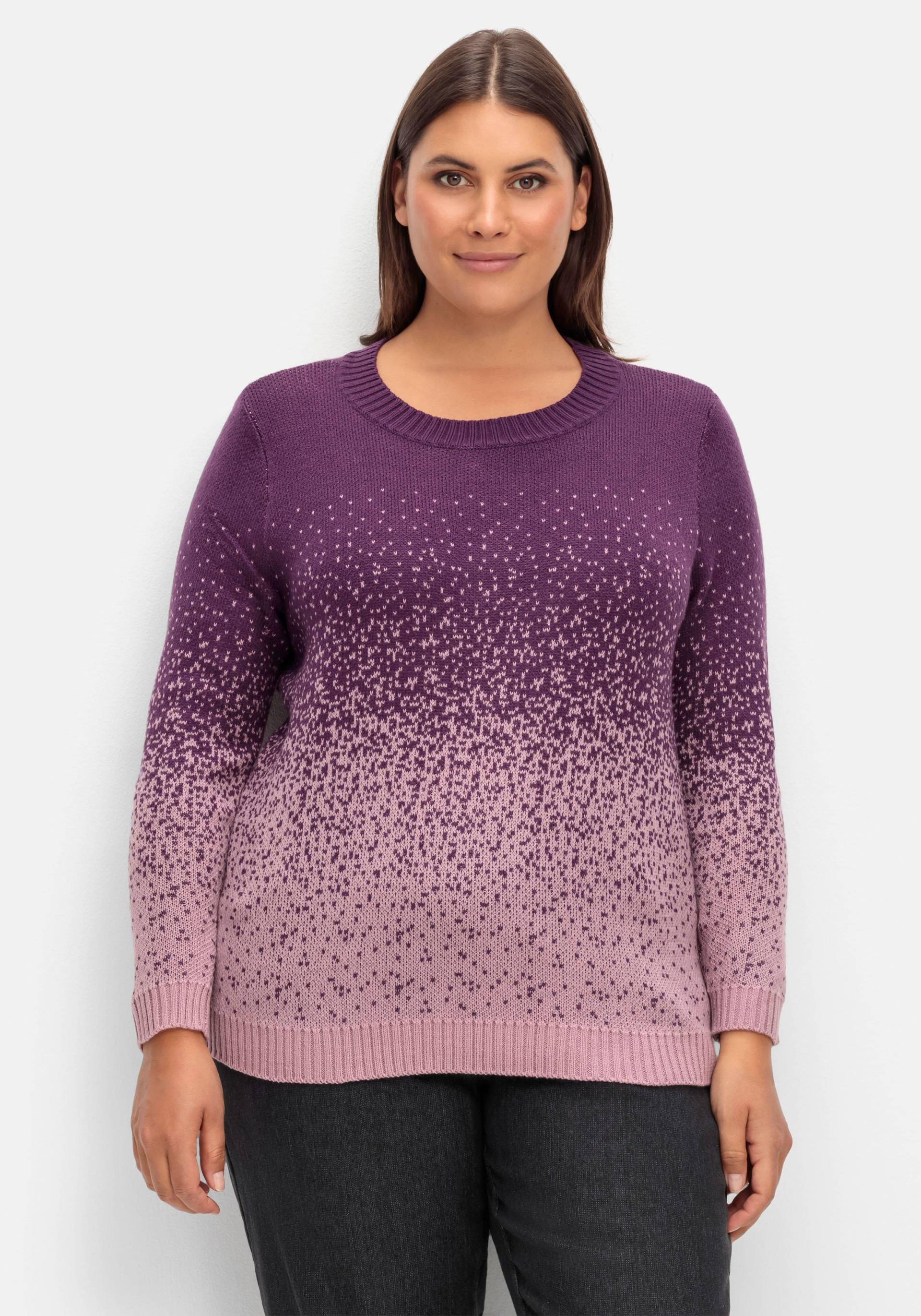 Große Größen: Pullover im Jacquardstrick, mit Farbverlauf, aubergine gemustert, Gr.40-56 von sheego