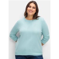 Große Größen: Pullover mit gerippten Abschlüssen, aqua, Gr.40-56 von sheego